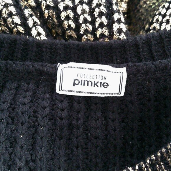 Collection Pimkie - Crew Neck, Long Sleeve, Bright Gold/Black Sweater - Small - Picture 5 of 6